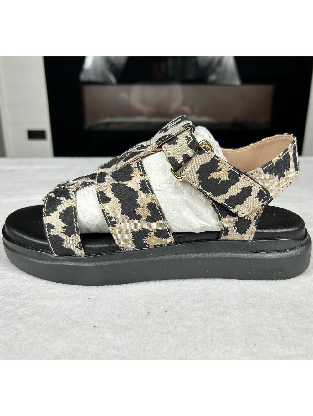 Cole Haan Sandals Womens Size 7B Tan Black Leopard Jaguar Print W26691 New